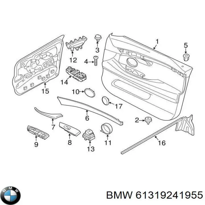 Interruptor de elevalunas delantera izquierda 61319241955 BMW