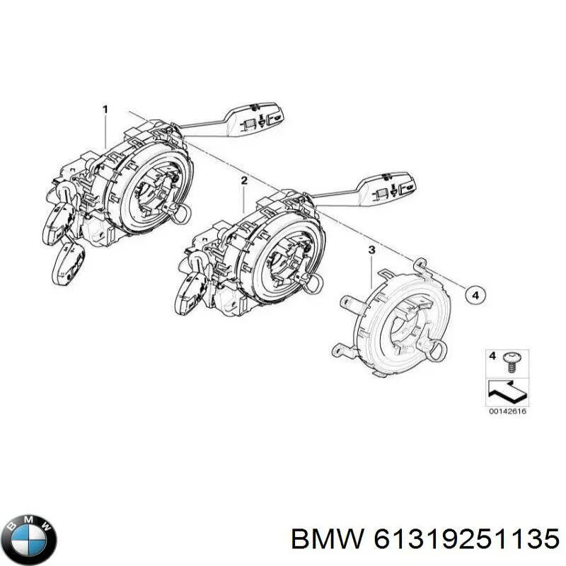 61319251135 BMW conmutador en la columna de dirección, parte central