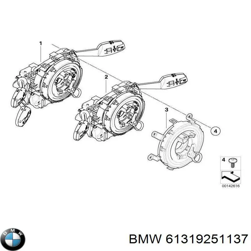 61319251137 BMW conmutador en la columna de dirección, parte central