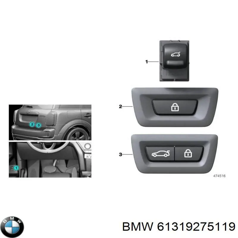 61319275119 BMW manecilla de puerta de maletero exterior