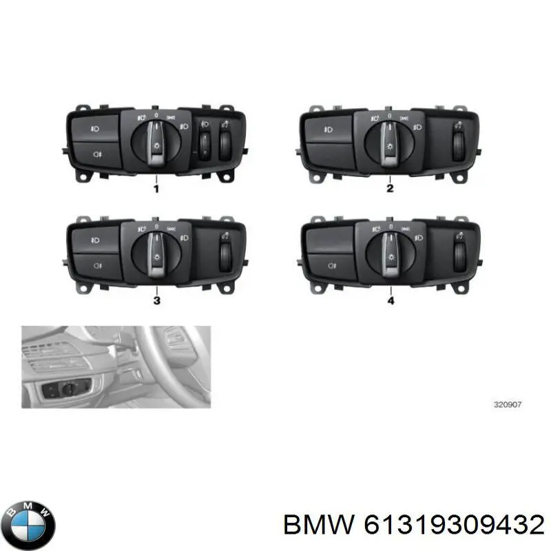 Interruptor de luces en el tablero BMW 61315A254A1 precio, desde 88,57 EUR