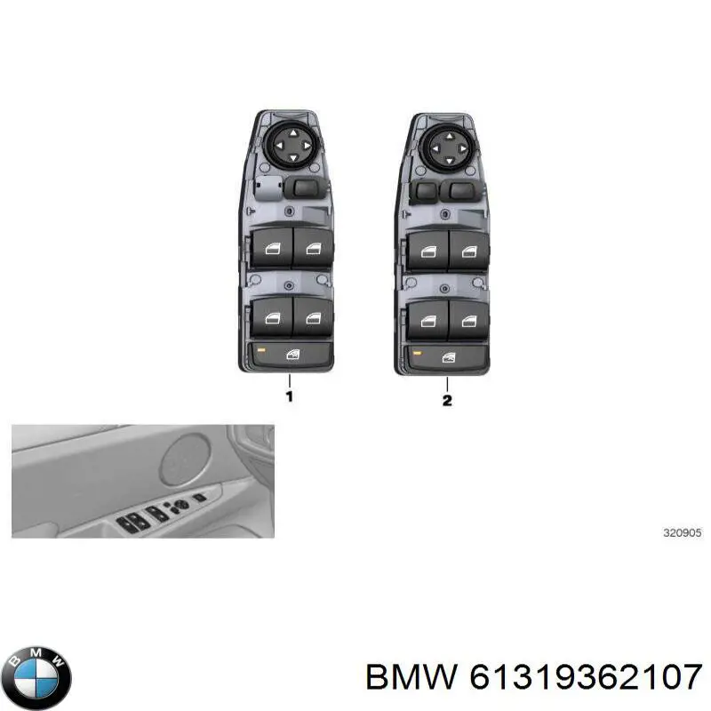 Comprar 61319362107 BMW Interruptor de elevalunas delantera izquierda