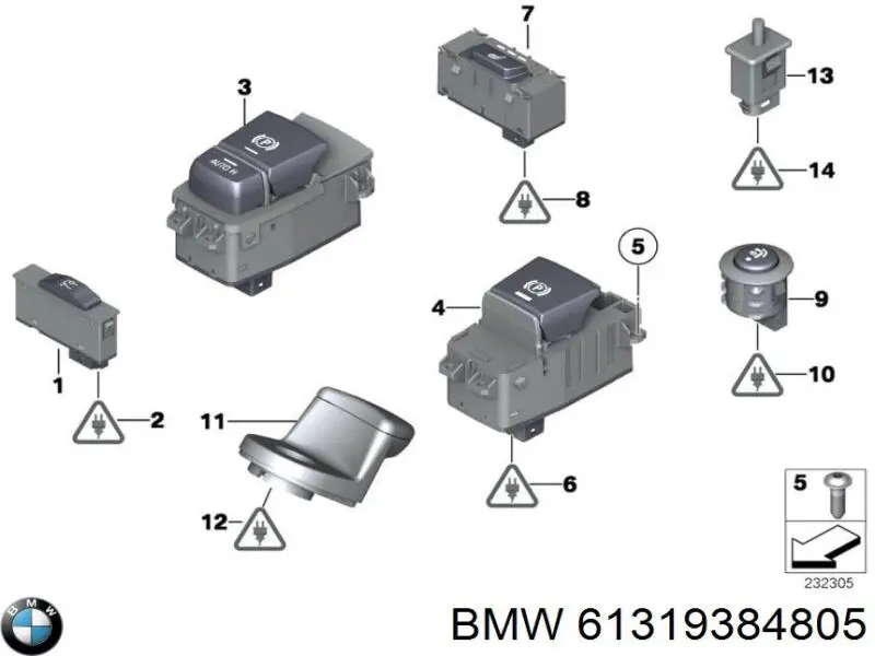 Comprar 61319384805 BMW Botón de encendido de calefacción del asiento