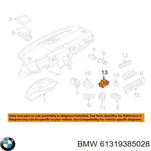 61319385028 BMW boton palanca de freno