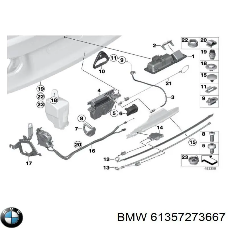 61357273667 BMW Sensor de apertura de la tapa del maletero