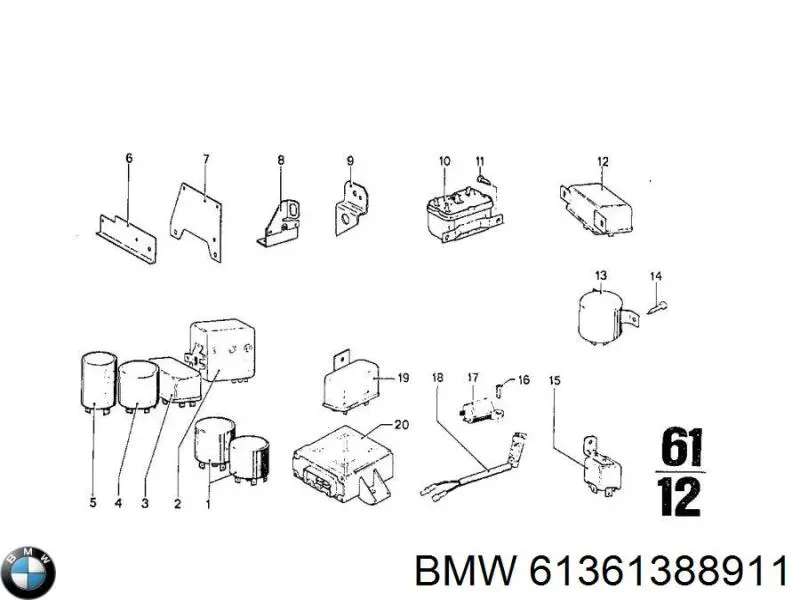 Relé del aire acondicionado 61361388911 BMW