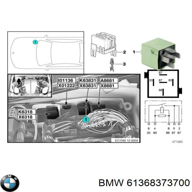 Relé de intermitentes 61368373700 BMW