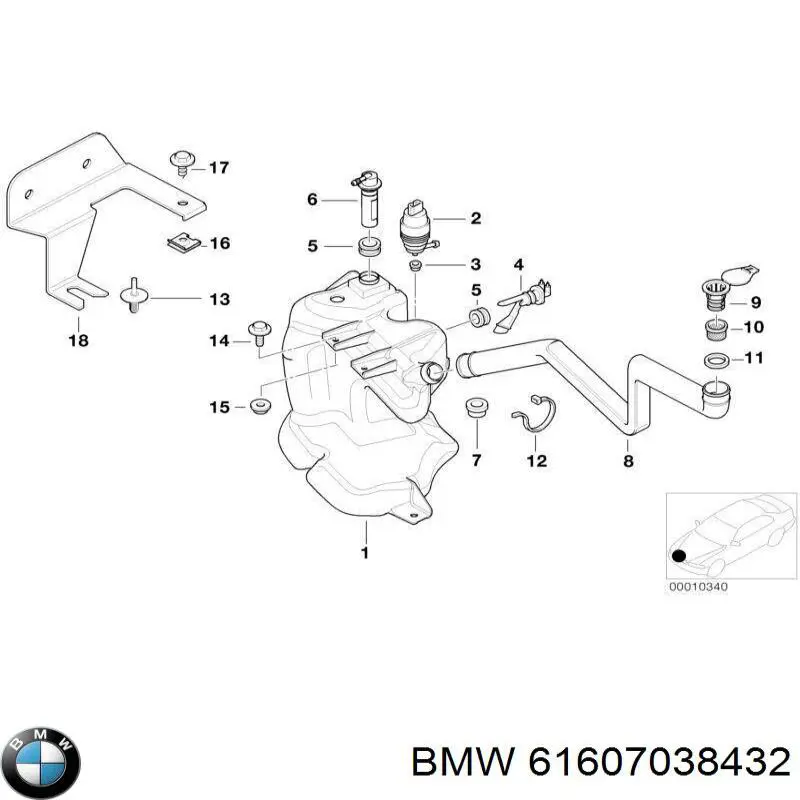 Depósito del agua de lavado, lavado de parabrisas para BMW 5 (E39)