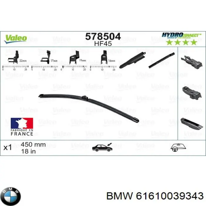 Comprar 61610039343 BMW Juego de escobillas de luna delantera, 2 piezas