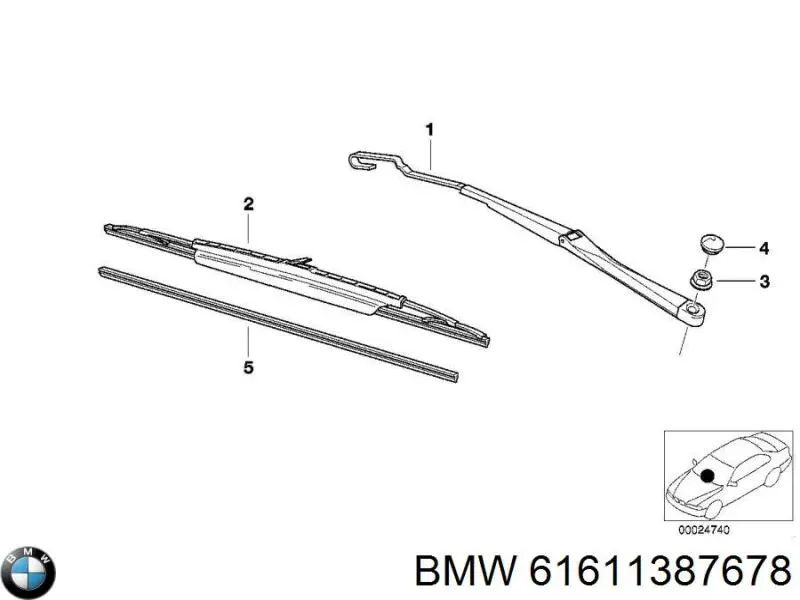 Escobilla del limpiaparabrisas del lado del pasajero BMW 61611387678 precio, desde 7,63 EUR
