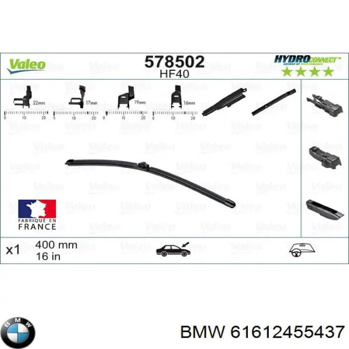 Comprar 61612455437 BMW Juego de escobillas de luna delantera, 2 piezas