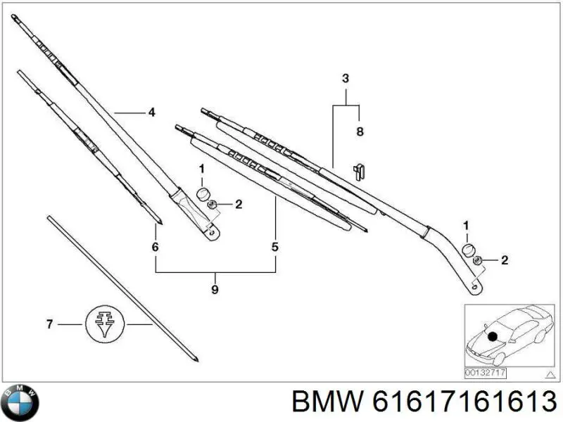 Escobilla del limpiaparabrisas del lado del conductor BMW 61617161613 precio, desde 47,25 EUR