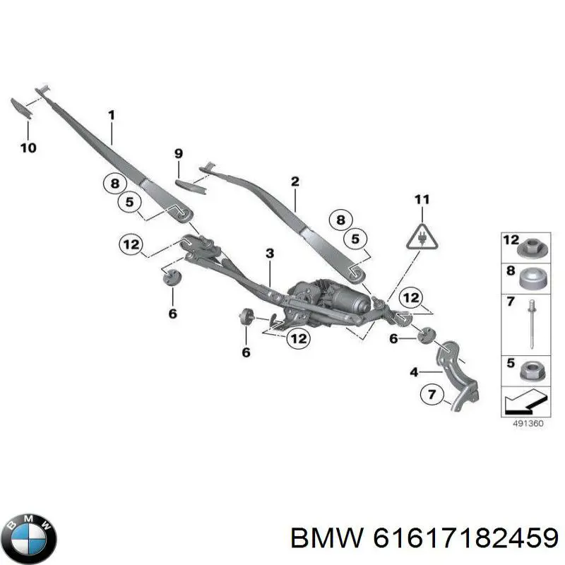 Brazo del limpiaparabrisas 61617182459 BMW