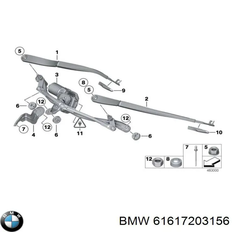 Brazo del limpiaparabrisas, lavado de parabrisas, luna delantera para BMW 5 (F10)