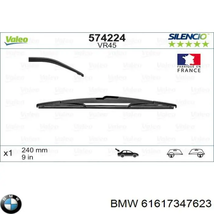 61617347623 BMW Limpiaparabrisas trasero