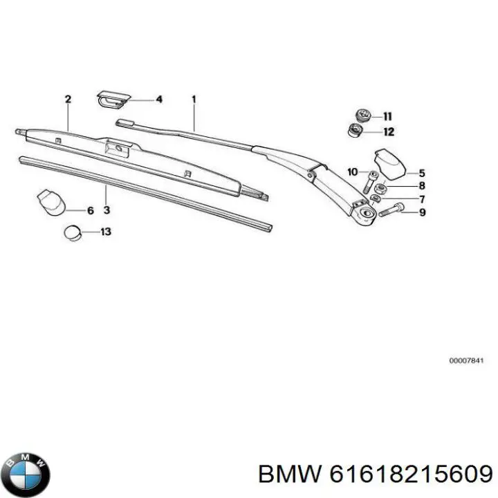 61618215609 BMW brazo del limpiaparabrisas, lavado de parabrisas, luna delantera