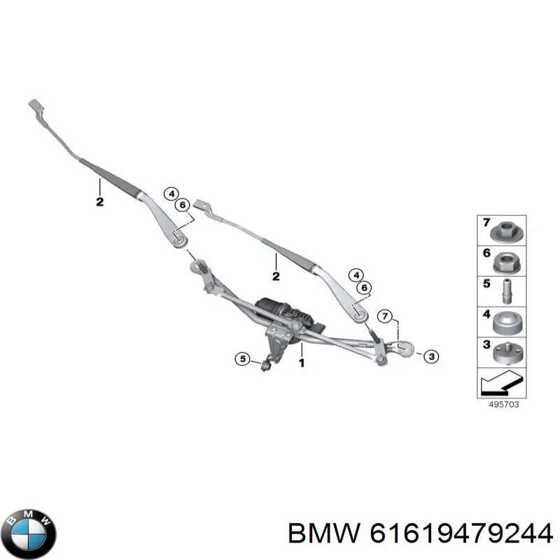 61619479244 BMW Brazo del limpiaparabrisas lavado de parabrisas
