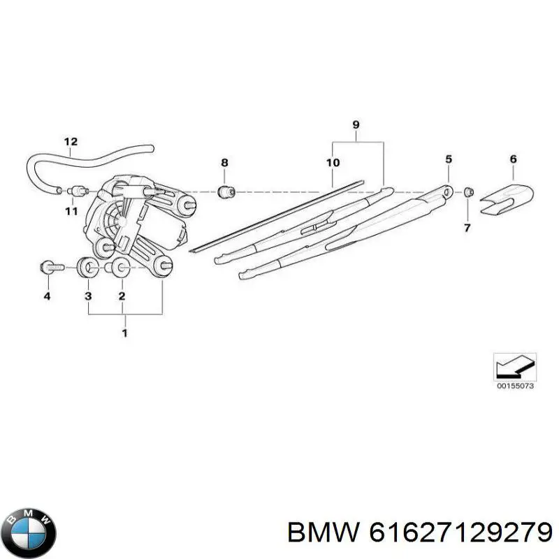 61627129279 BMW brazo del limpiaparabrisas, trasero