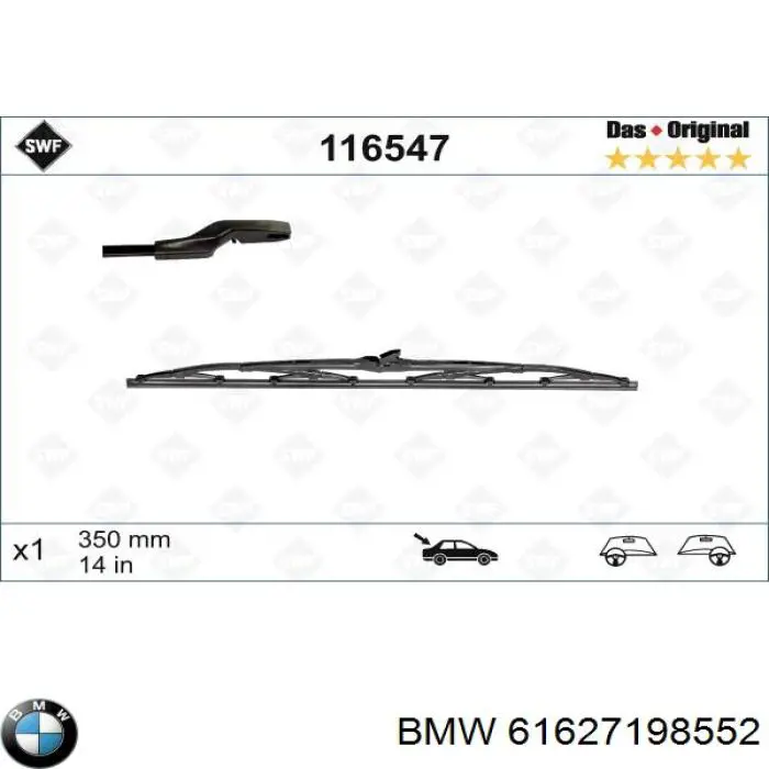 Comprar 61627198552 BMW Limpiaparabrisas traseros