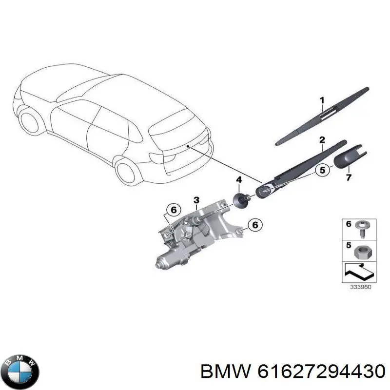Comprar 61627294430 BMW Tapa de la tuerca del brazo del limpiaparabrisas trasero
