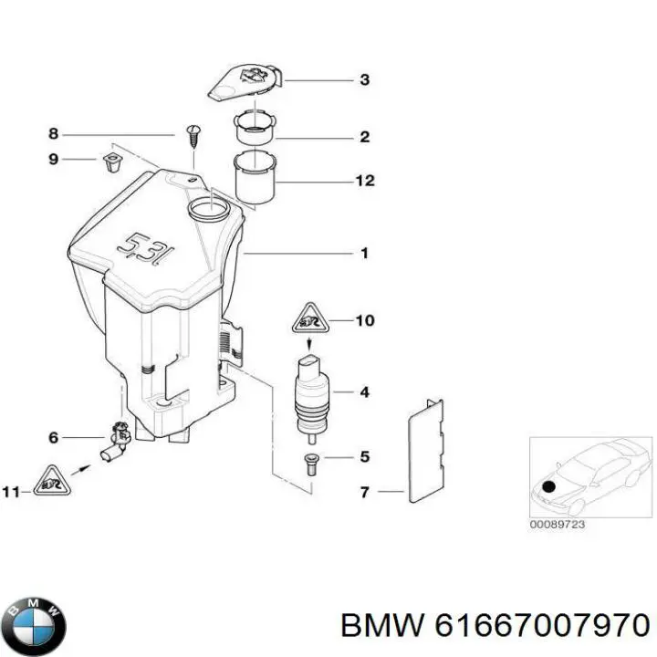 61667007970 BMW depósito de agua del limpiaparabrisas
