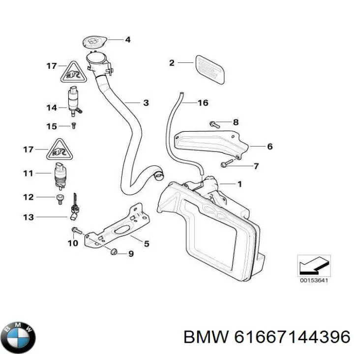 Llenado de depósito del agua de lavado BMW 61667144396 precio, desde 38,35 EUR
