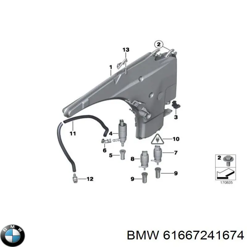 61667241674 BMW depósito del agua de lavado, lavado de parabrisas