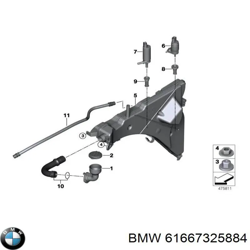 Llenado de depósito del agua de lavado BMW 61667325884 precio, desde 31,20 EUR