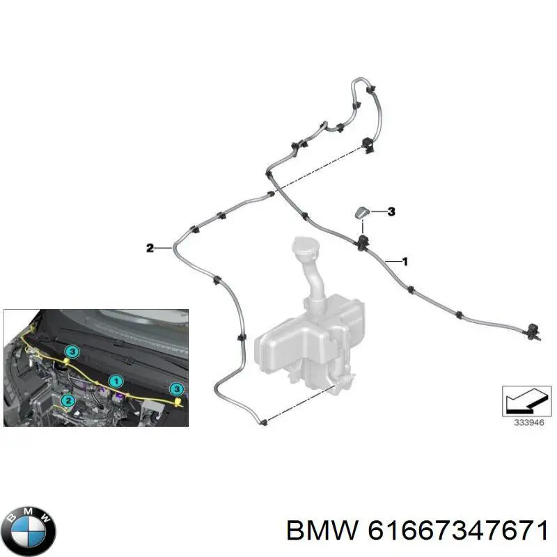 61667347671 BMW tubería de agua de lavado de parabrisas