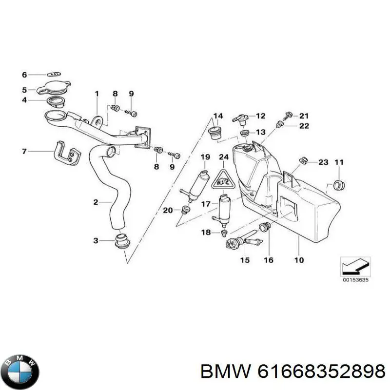 Deposito del lavaparabrisas BMW 7 sedán (E38) (1994 - 2001) precio, desde 52,27 EUR
