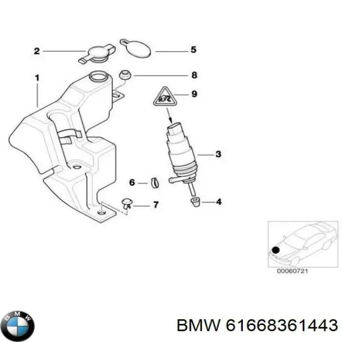 Depósito del agua de lavado, lavado de parabrisas para BMW 5 (E39)