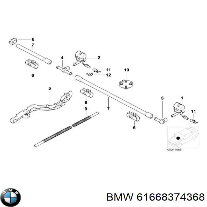 61668374368 BMW tobera de agua regadora, lavado de parabrisas, derecha