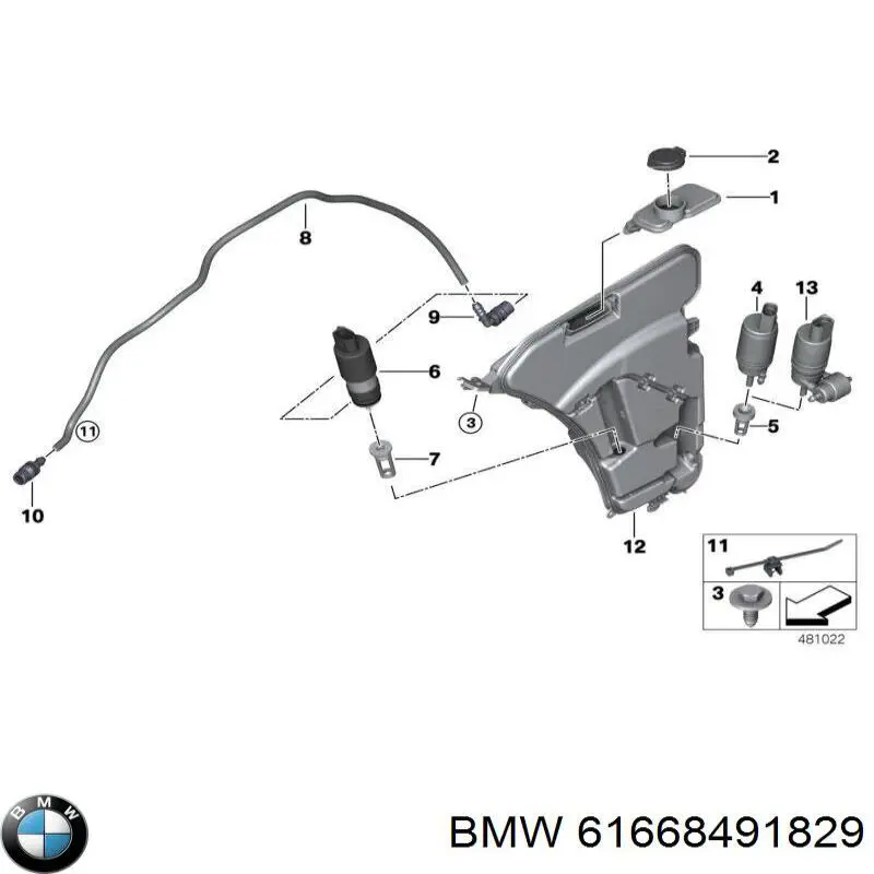 61667377041 BMW depósito del agua de lavado, lavado de parabrisas