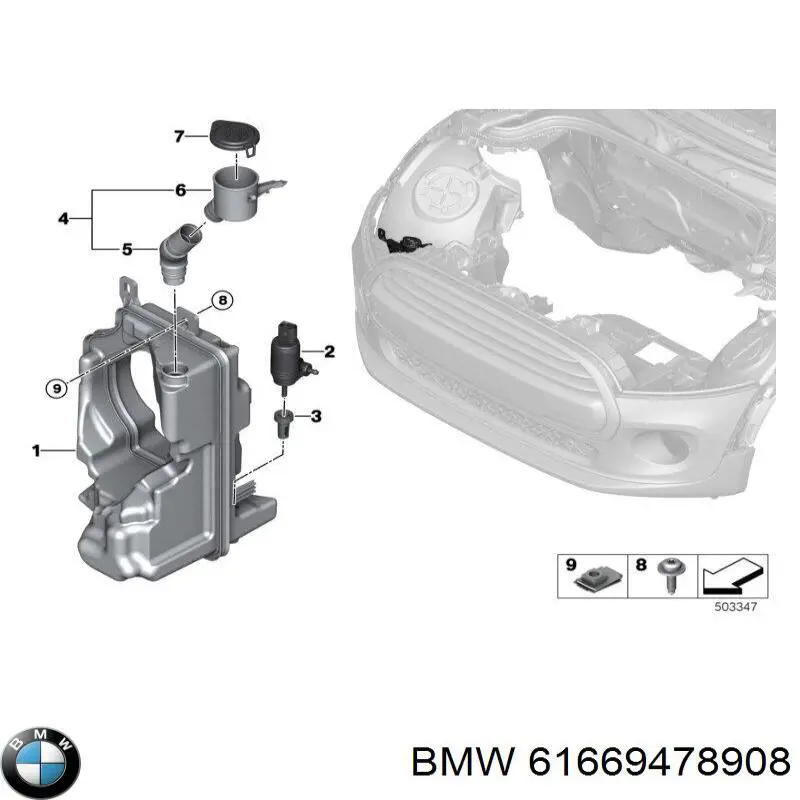 61669478908 BMW depósito del agua de lavado, lavado de parabrisas