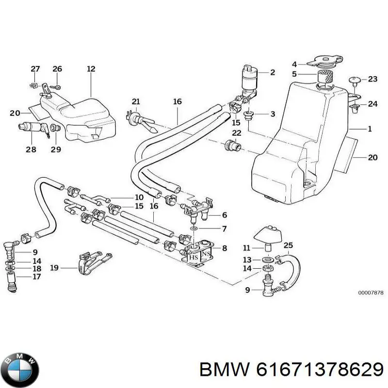 61671378629 BMW válvula de retención del lavafaros