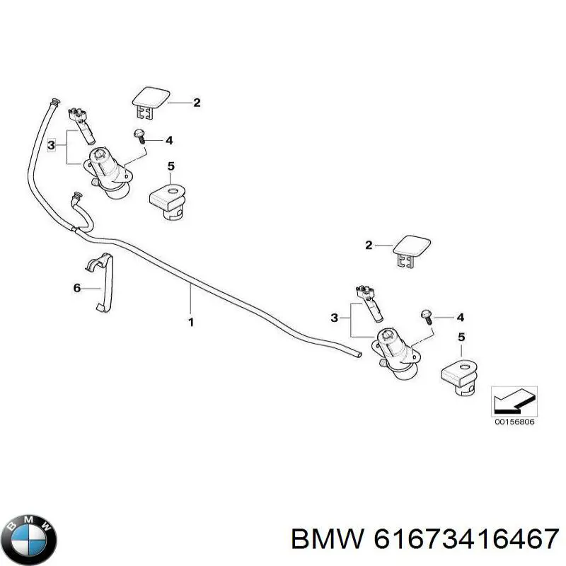 61673416467 BMW tobera de agua regadora, lavado de faros, delantera izquierda