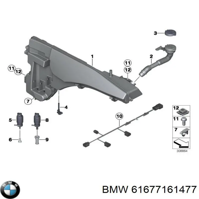 Depósito del agua de lavado, lavado de parabrisas para BMW X5 (E70)
