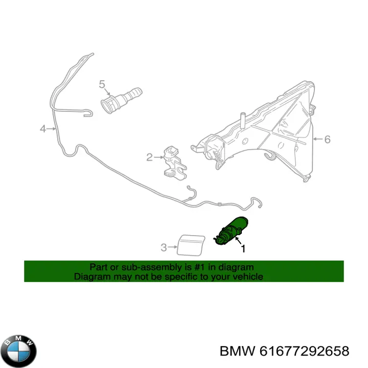 61677292658 BMW tobera de agua regadora, lavado de faros, delantera derecha