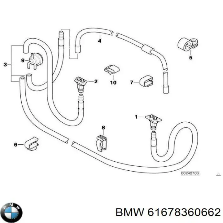 Boquilla lavafaros delantera derecha para BMW 5 (E39)
