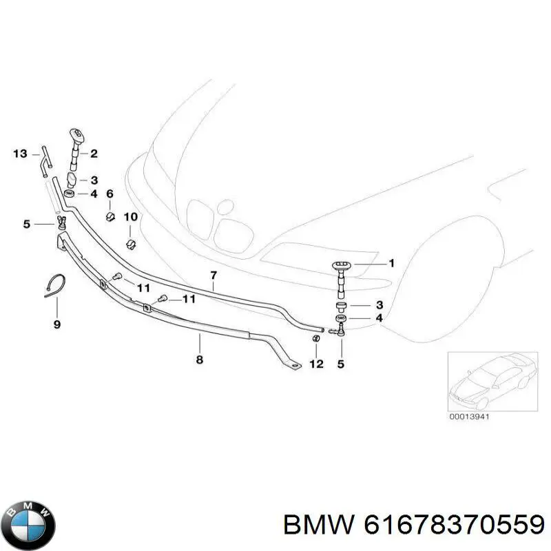 Boquilla lavafaros, delantera izquierda para BMW 7 (E38)