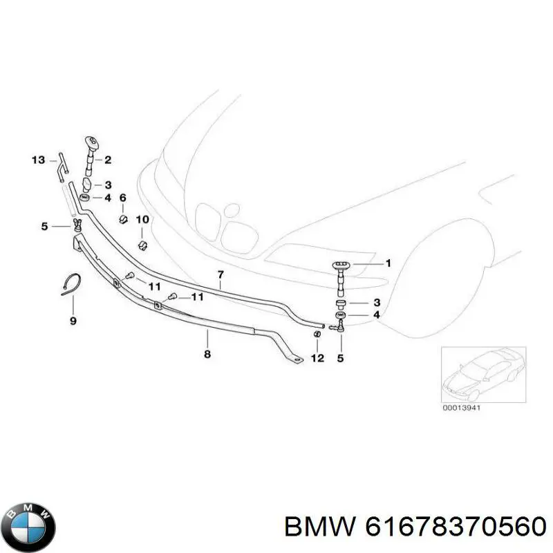 Tobera de agua regadora, lavafaros, delantera derecha para BMW 7 (E38)