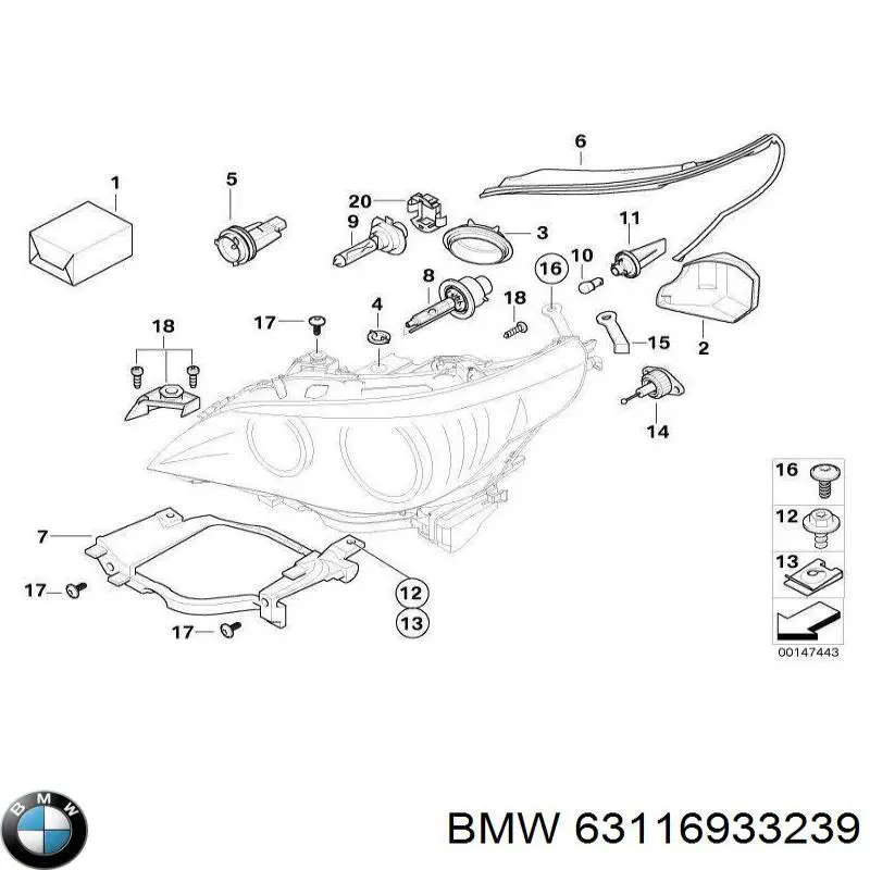 Cubierta de faro izquierdo BMW 63116933239 precio, desde 28,61 EUR