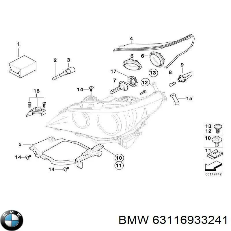 63116933241 BMW soporte(adaptadorPara Montaje De Faros Delanteros)