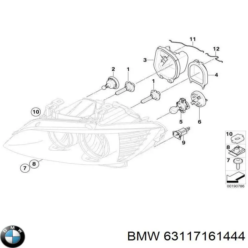 63117161444 BMW Bombilla halógena, luz alta/baja