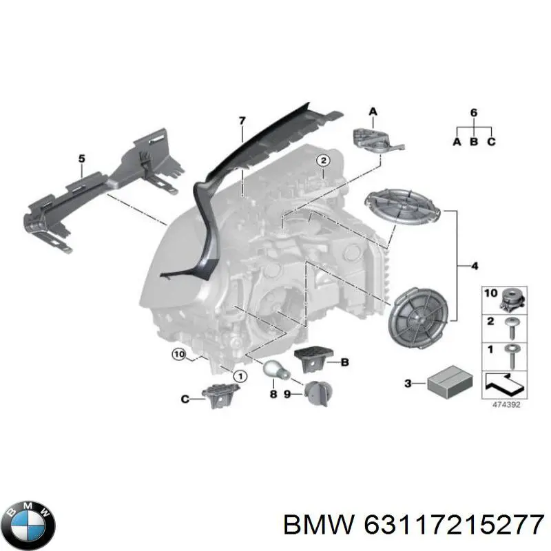 Soporte de montaje de faros delantero izquierdo BMW 5 (G30, F90)