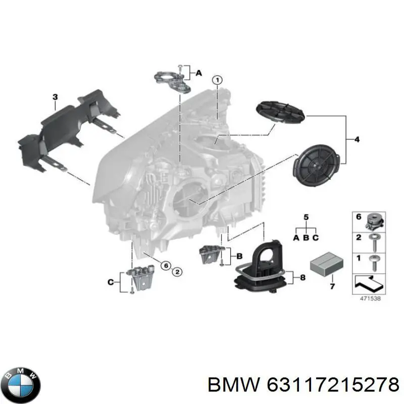 63117215278 BMW soporte, faro principal delantero derecho