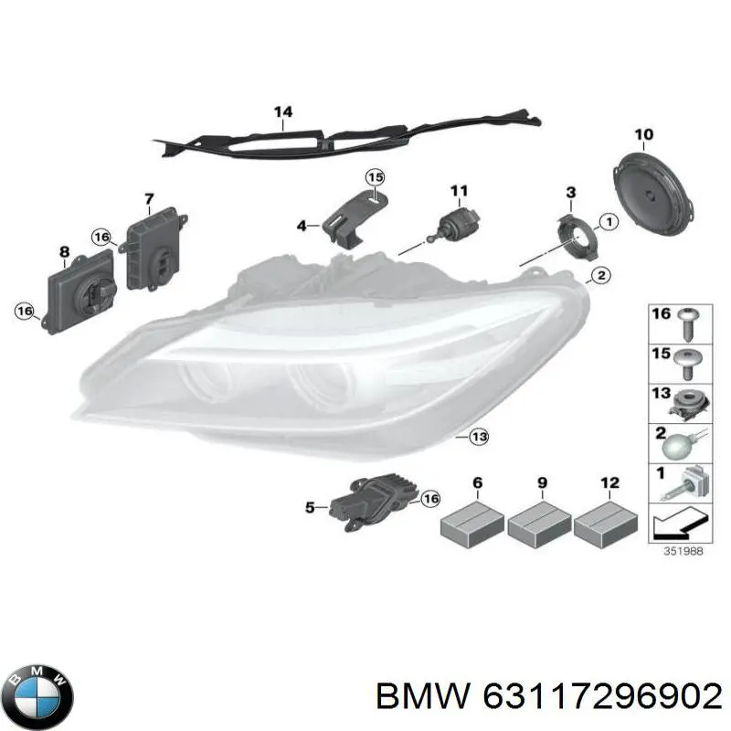 Soporte de montaje del faro delantero BMW 63117296902 precio, desde 53,22 EUR