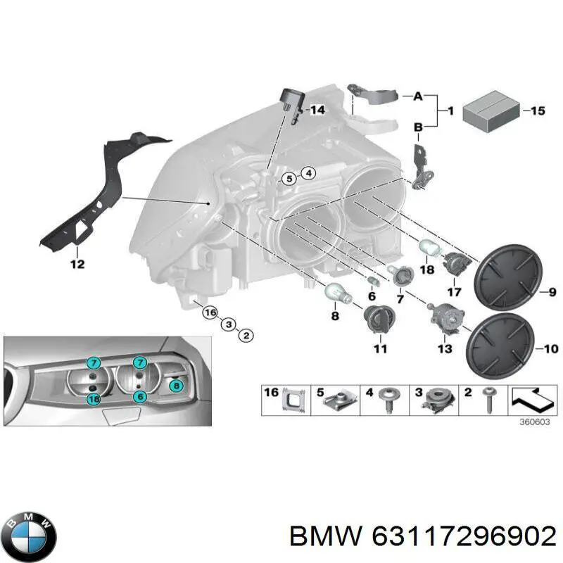 63127263332 BMW soporte(adaptadorPara Montaje De Faros Delanteros)