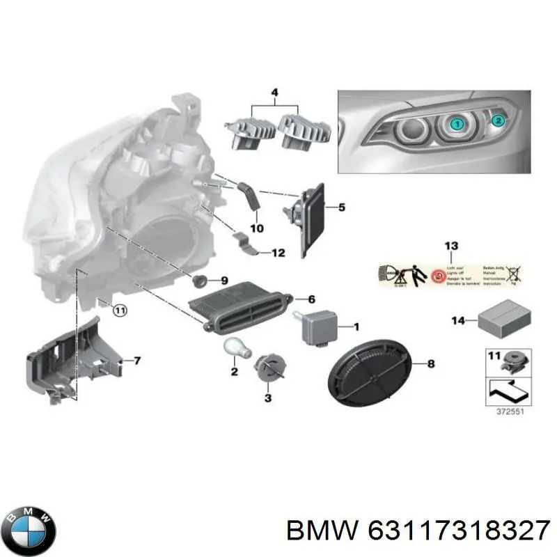 Unidad de control de xenón 63117318327 BMW