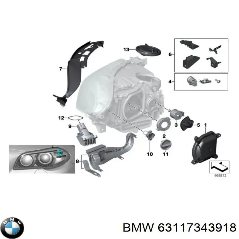 Soporte de fijación del faro delantero derecho BMW 63117343918 precio, desde 58,07 EUR
